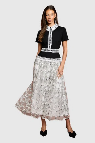 Coast Embroidered Mesh Skirt Midaxi Dress In Multi