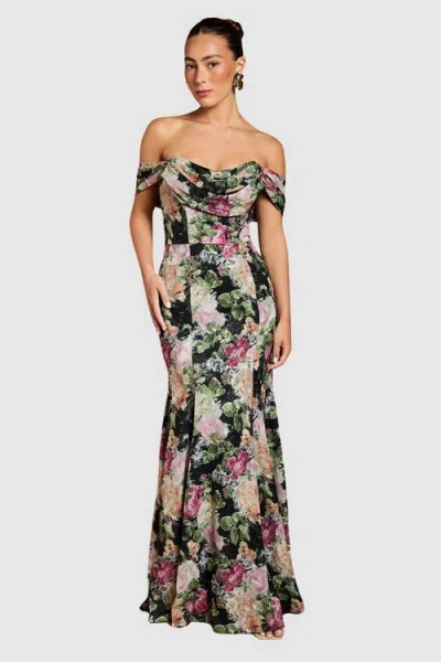 Coast Floral Bardot Maxi Dress In Black
