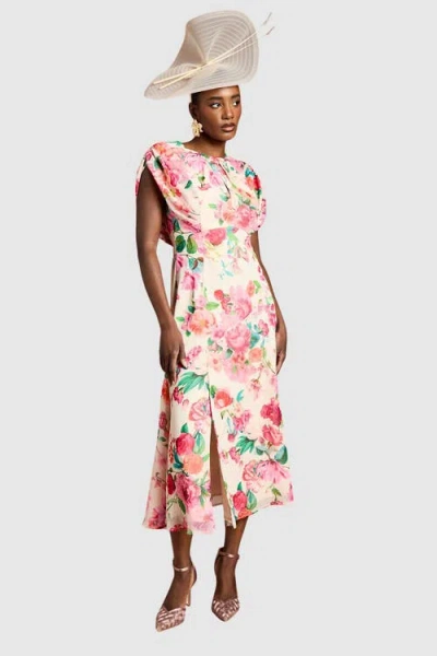 Coast Floral Chiffon Midi Dress In White
