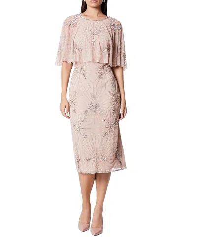 Coast Floral Embellished Cape Midi Dress In Pink