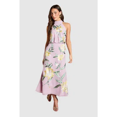 Coast Floral Embroidery Midi Dress In Pink