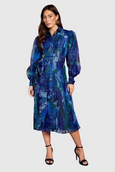 Coast Floral Organza Shirt Dress In Blue