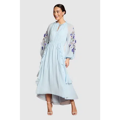 Coast Floral Ruched Midi Dress In Blue