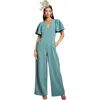 Coast Flutter Sleeve Plunge Jumpsuit In Blue
