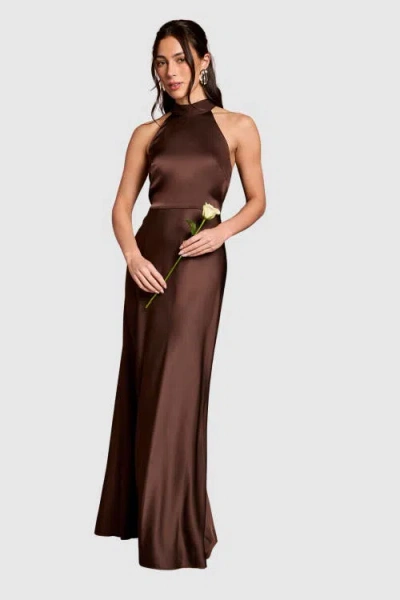 Coast Halter Neck Maxi Dress In Brown