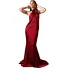 Coast Halter Neck Satin Maxi Dress In Burgundy