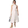 Coast Halterneck Belted Lace Midi Dress In Gold