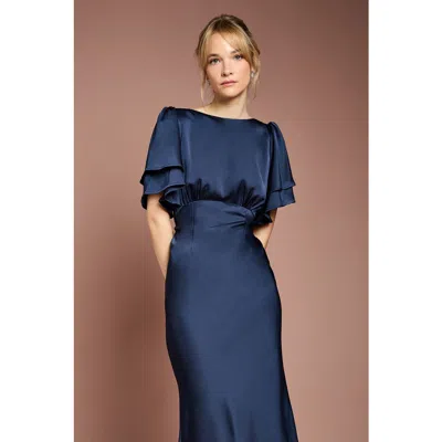Coast High Neck Crepe Maxi Dress In Blue