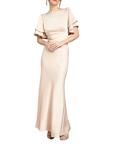 Coast High Neck Crepe Maxi Dress In Neutral