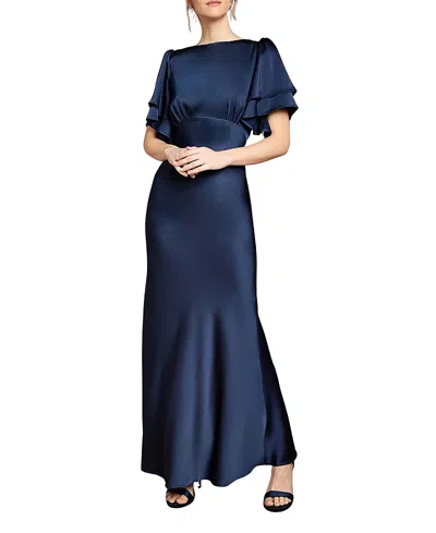 Coast High Neck Crepe Maxi Dress In Blue