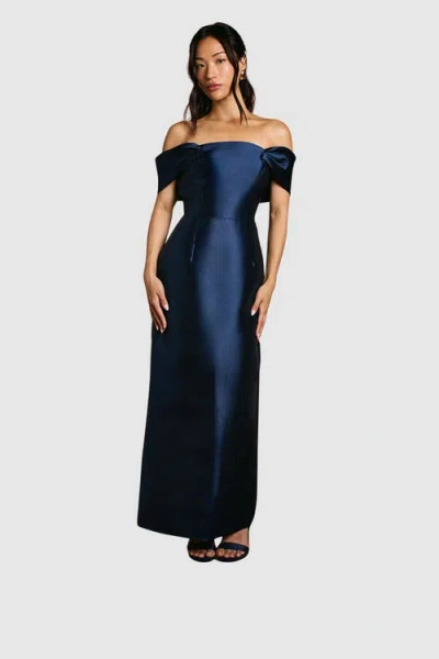 Coast Honoured Twill Bardot Maxi Dress In Blue