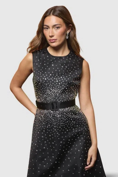 Coast Hotfix Diamante Midi Dress In Gold