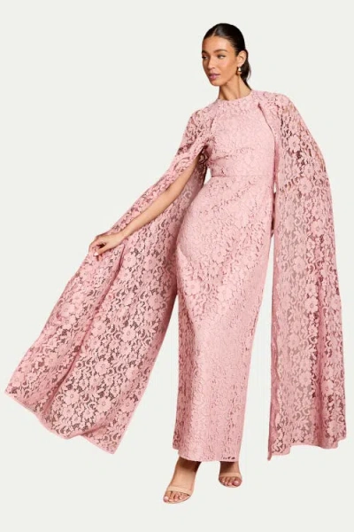Coast Lace Cape Gown In Pink