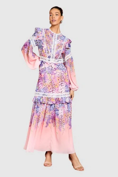 Coast Lace Frill Detail Maxi Dress In Multi