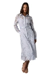 Coast Lace Long Sleeve Shirt Dress In Blue