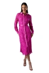 Coast Lace Long Sleeve Shirt Dress In Pink