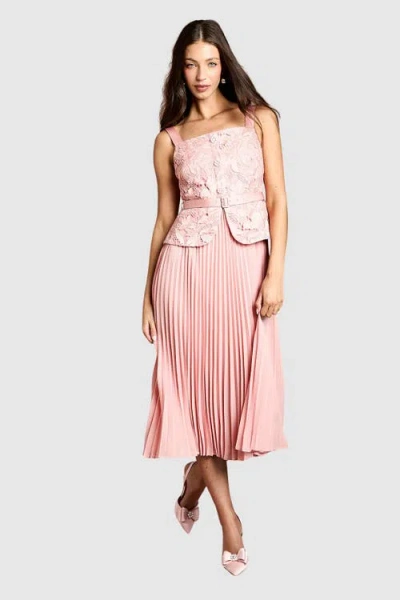 Coast Lace Peplum Belted Midi Dress In Pink