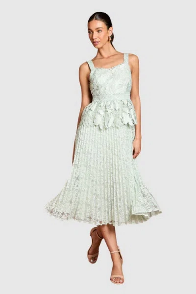 Coast Lace Peplum Midi Dress In Green