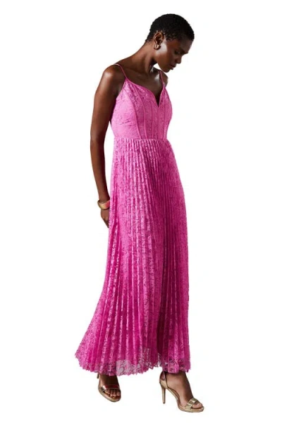 Coast Lace Pleated Maxi Dress In Pink