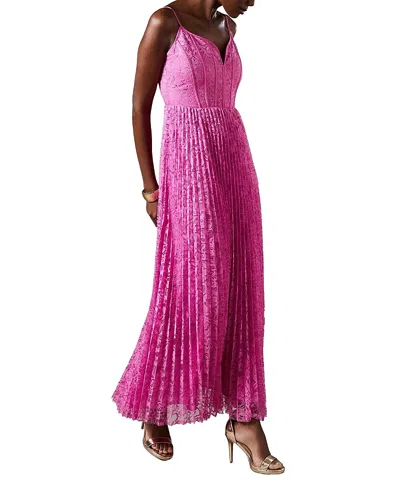 Coast Lace Pleated Maxi Dress In Pink