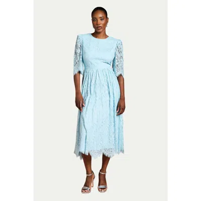 Coast Lace Short Sleeve Midi Dress In Blue