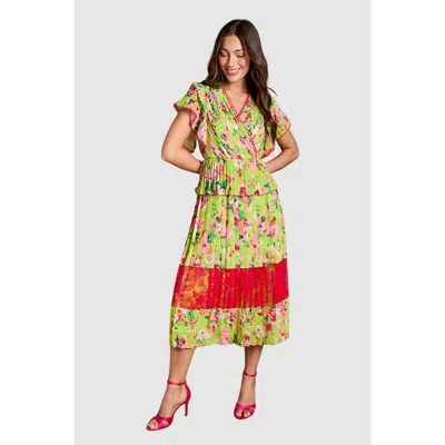Coast Lace Wrap Midi Dress In Green