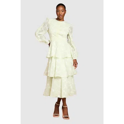 Coast Long Sleeve Lace Midi Dress In Yellow