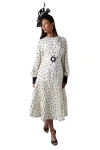 Coast Long Sleeve Pleated Midi Dress In Multi