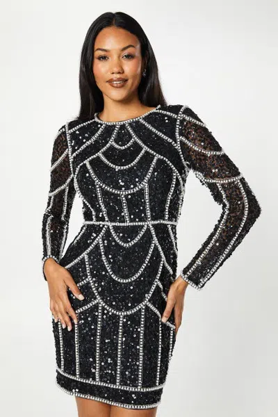 Coast Long Sleeve Sequin Mini Dress In Blue