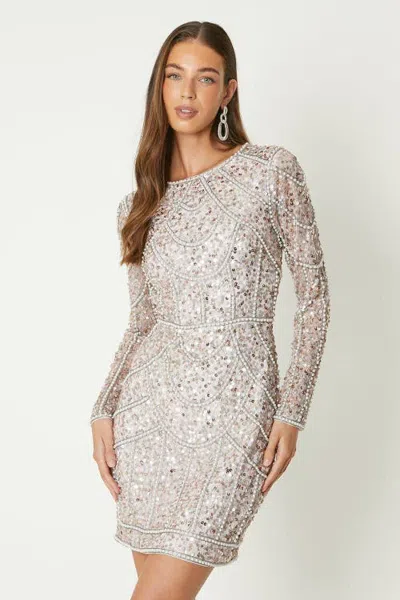 Coast Long Sleeve Sequin Mini Dress In White