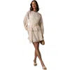Coast Long Sleeve Tiered Skirt Belted Dress In Neutral