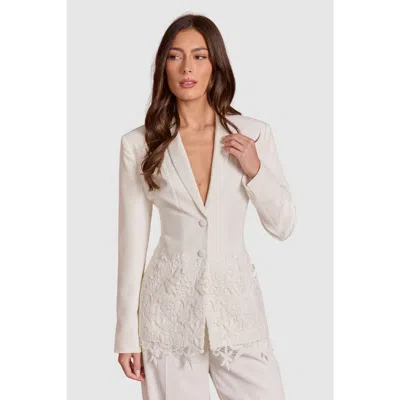 Coast Longline Floral Embroidered Blazer In White