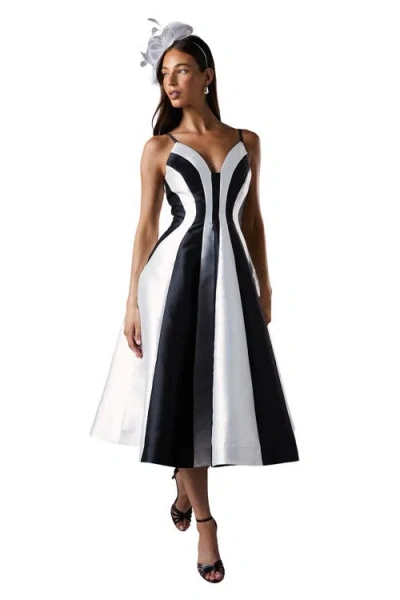 Coast Midi Contrast Panel Dress In Blue