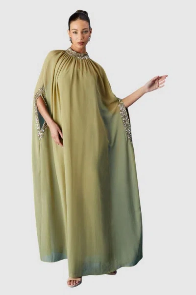 Coast Muse Chiffon Cape Dress In Green
