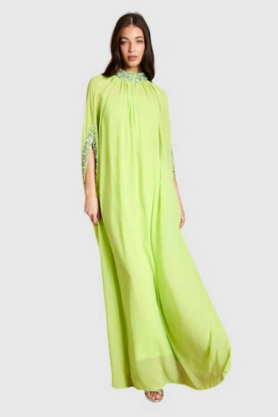 Coast Muse Chiffon Cape Dress In Green