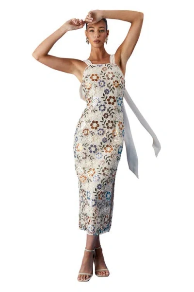 Coast Muse Embellished Midi Dress In White