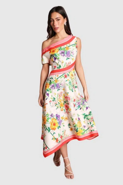 Coast Off Shoulder Satin Midi Dress In White