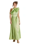 Coast One Shoulder Pleated Skirt Maxi Dress In Green