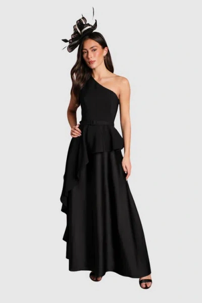 Coast One Shoulder Satin Maxi Dress In Black