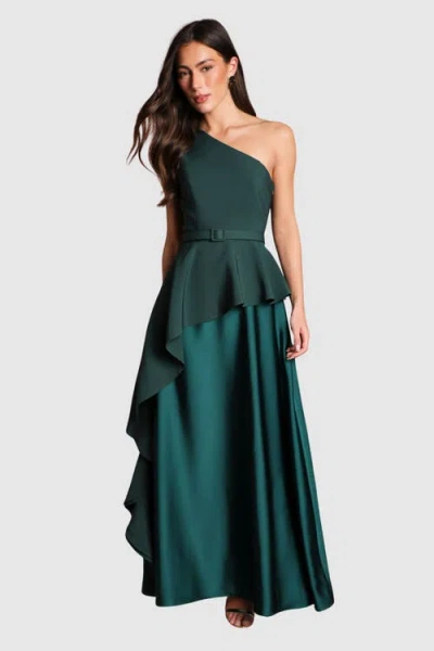 Coast One Shoulder Satin Maxi Dress In Green