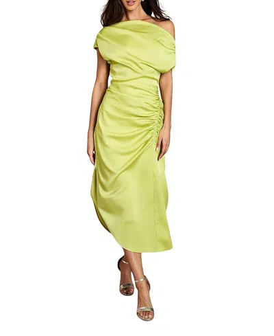 Coast One Shoulder Satin Midi Dress In Green