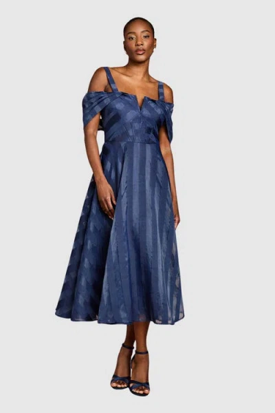 Coast Organza Bardot Midi Dress In Blue
