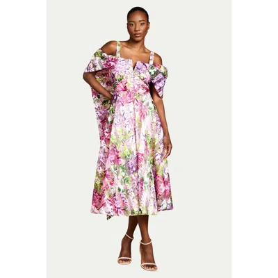Coast Organza Bardot Midi Dress In Multi