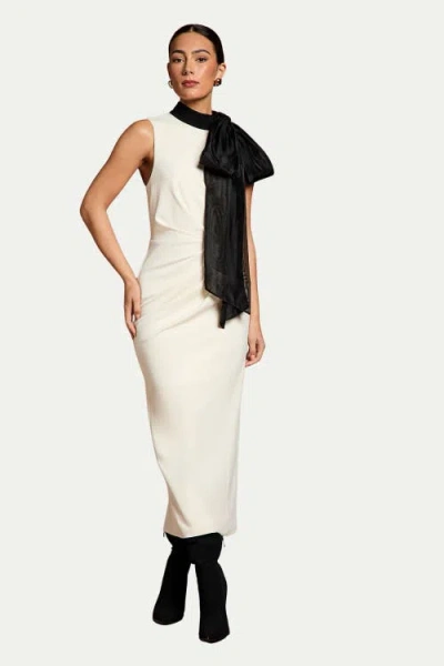 Coast Organza Pussybow Column Midi Dress In White