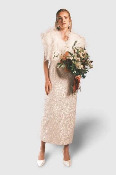 Coast Ornate Lace Maxi Wedding Dress In Neutral