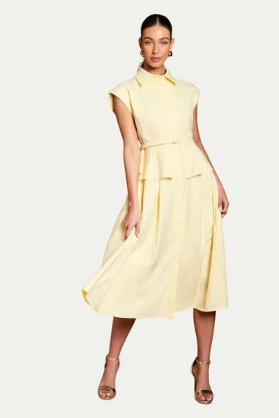Coast Peplum Detail Belted Shirt Dress In Yellow
