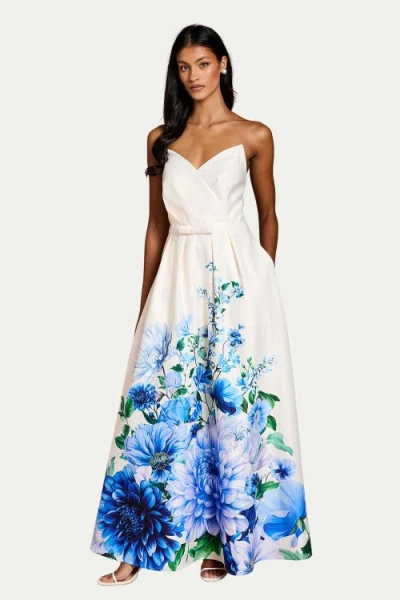 Coast Petite Bandeau Print Maxi Dress In White