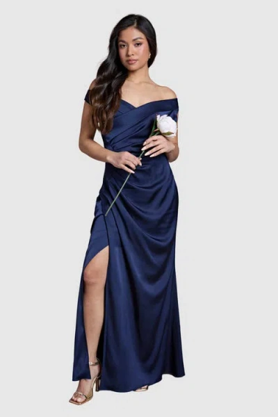 Coast Petite Bardot Maxi Dress In Blue