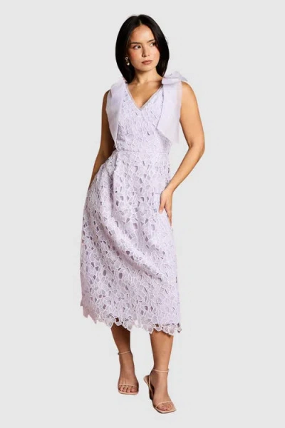 Coast Petite Bow Detail Sleeveless Midi Dress In Purple
