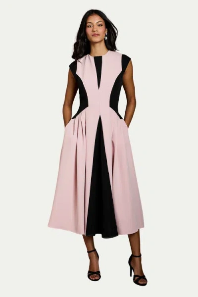 Coast Petite Crepe Colour Block Midi Dress In Multi